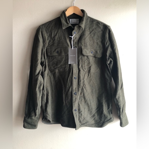 Everlane Mens The Heavyweight Overshirt Uniform Long Sleeve Heathered Green M - Picture 8 of 15